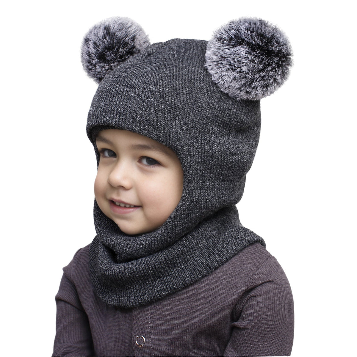 Kids Fleece Lined Earflap Hat & Scarf Set