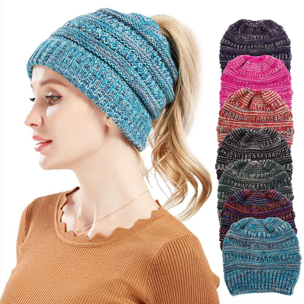 Chic Ponytail Knit Hat - Cozy & Stylish