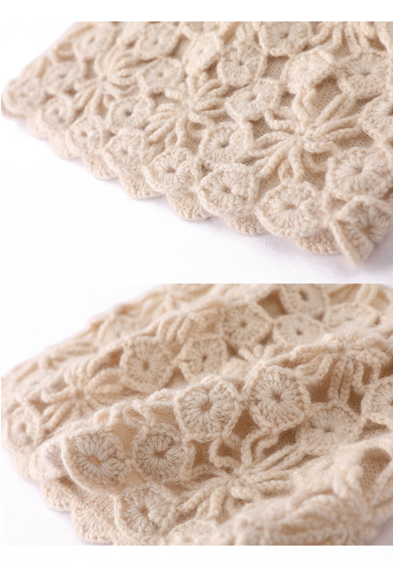 Elegant Plum Blossom Knit Cashmere Hat