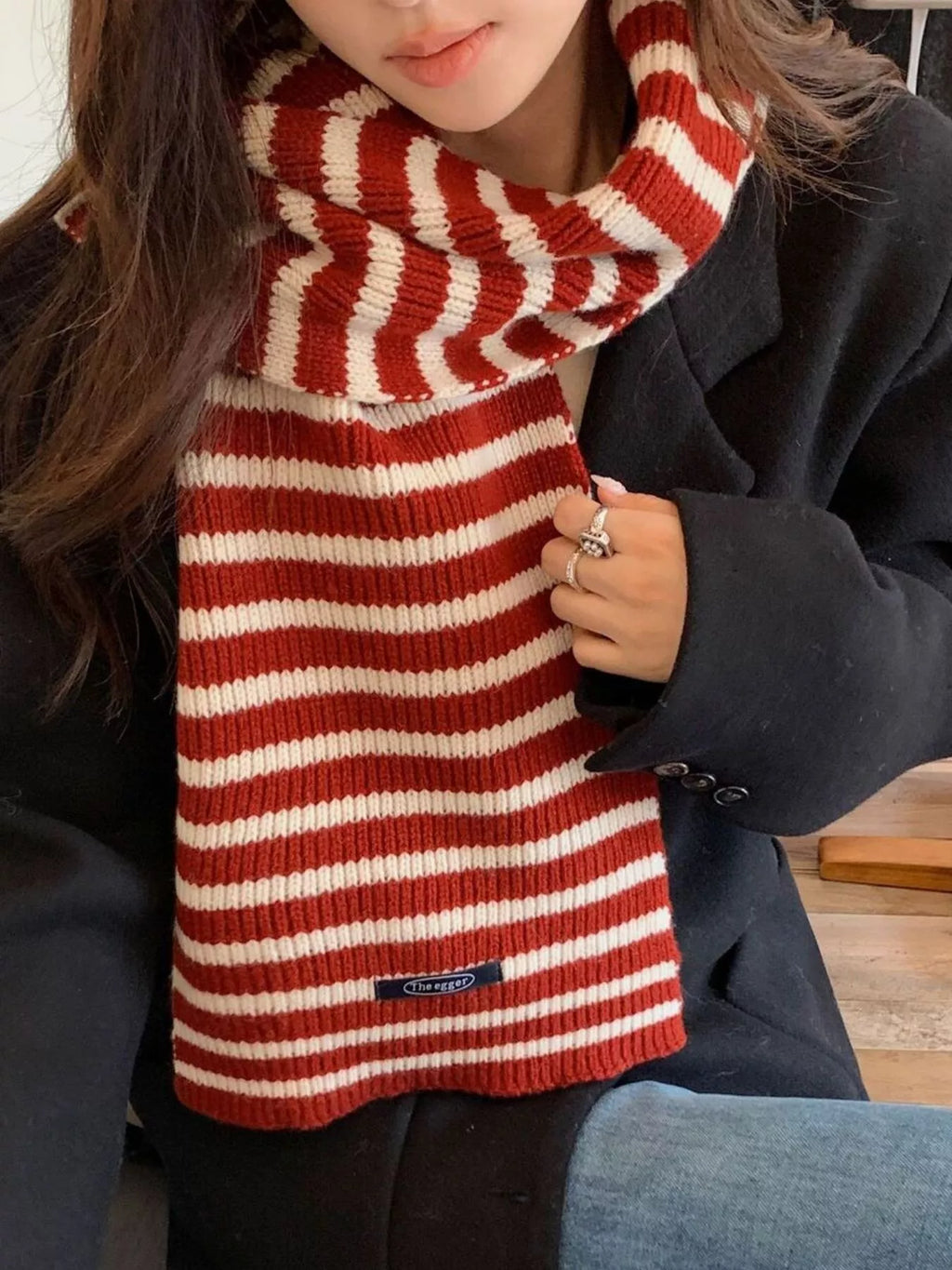 Wool Striped Knitted Winter Scarf