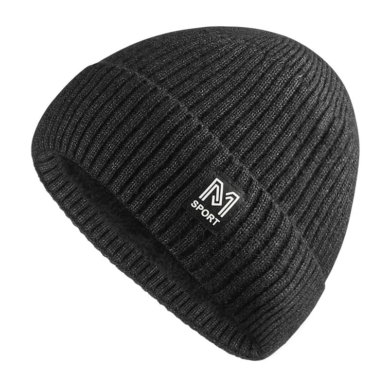 Pandaize Men's M Letter Plus Velvet Knitted Winter Cap – Stylish & Warm!