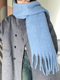 Solid Color Chunky Brushed Fringe Scarf