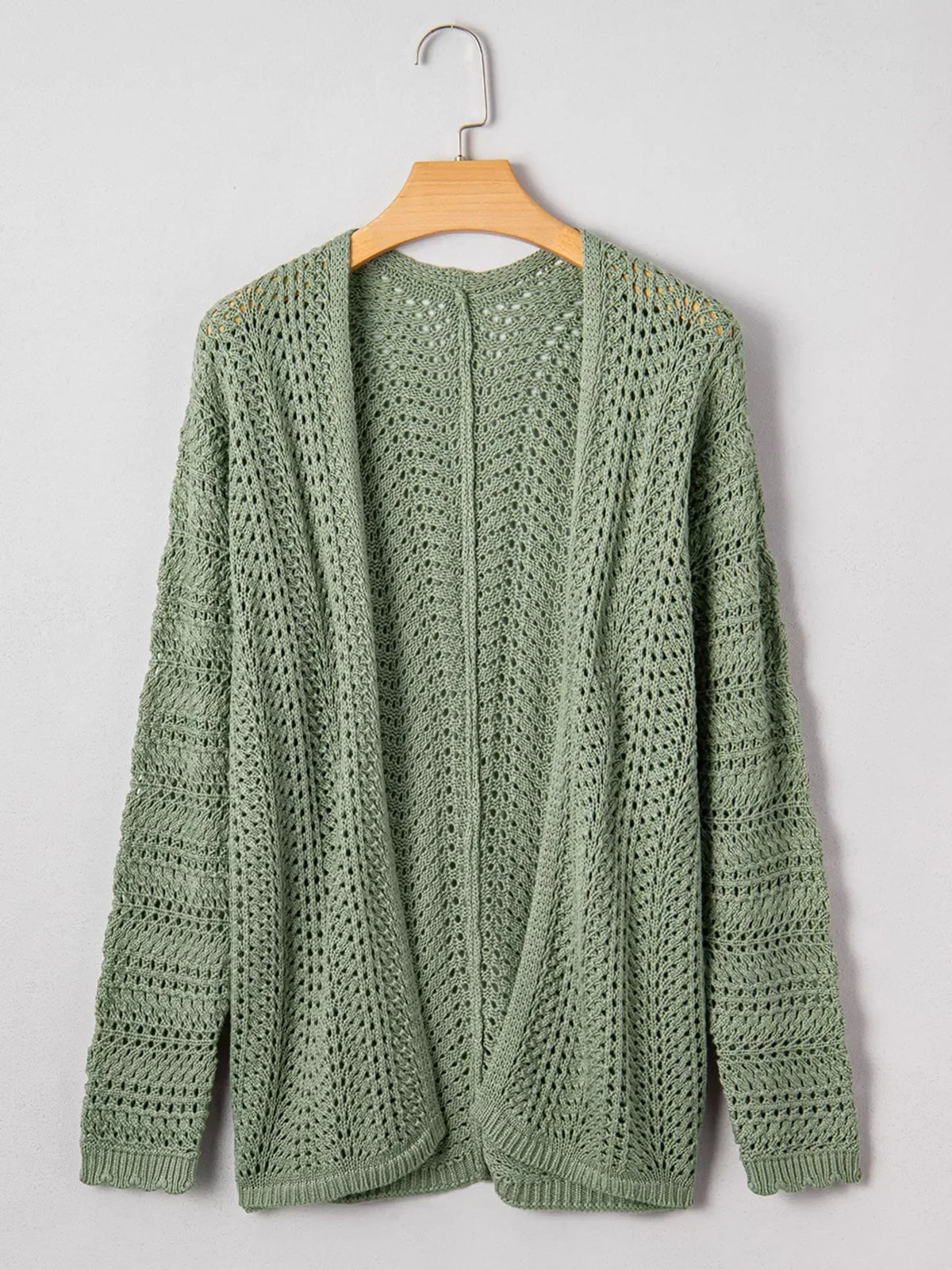 Scalloped Edge Eyelet Knit Batwing Cardigan