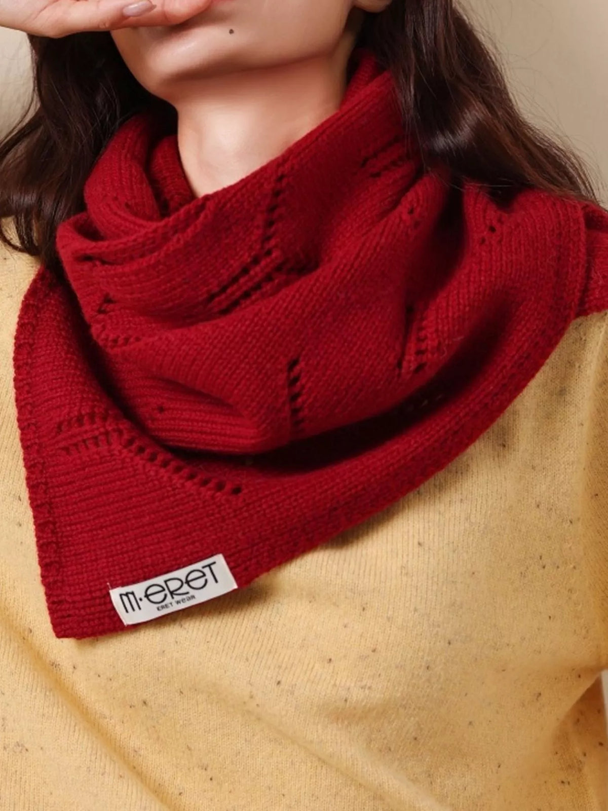 Wool Openwork Knit Scarf