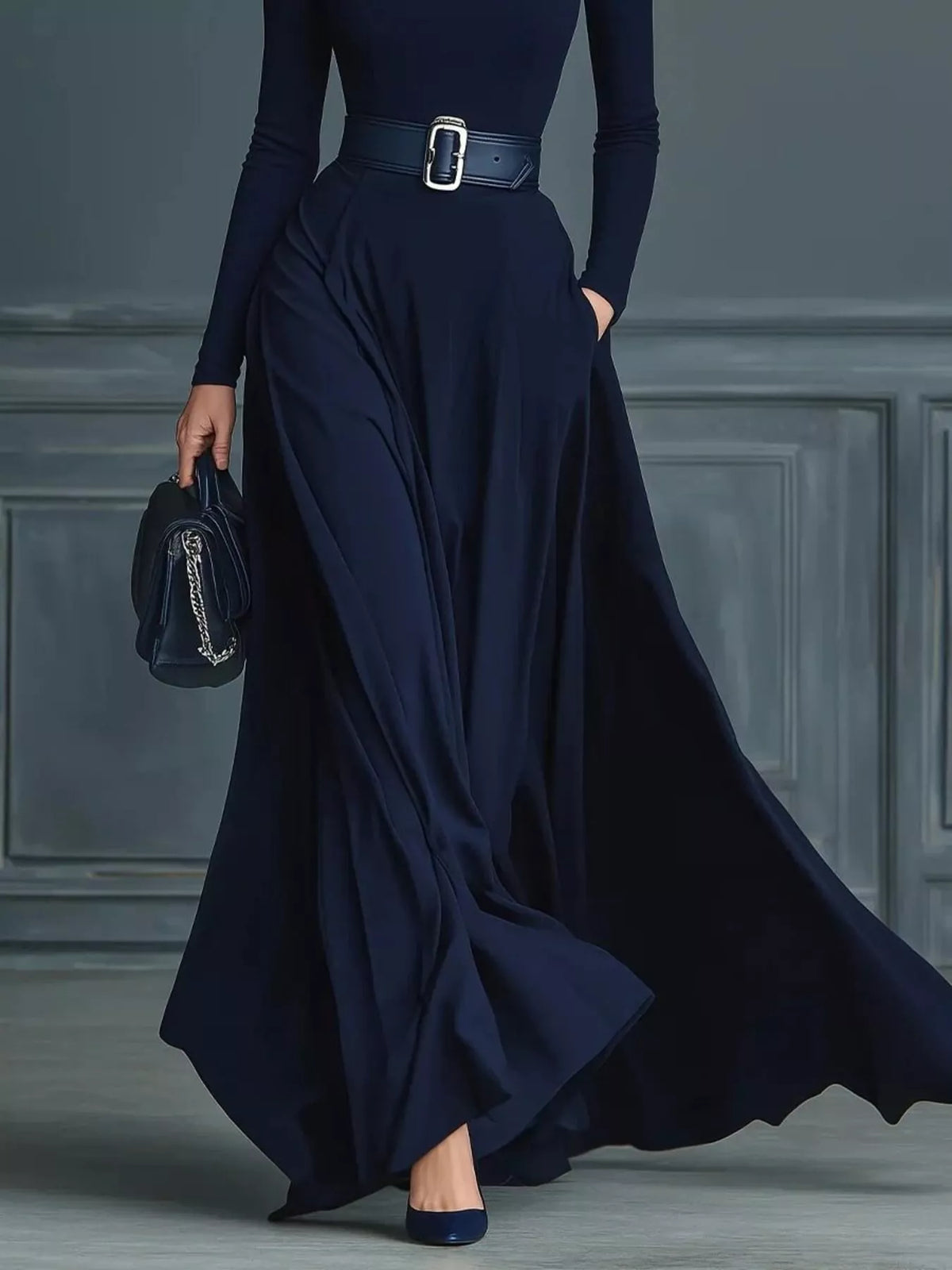 Turtleneck Long Sleeve Maxi Dress
