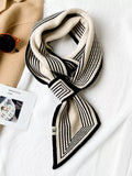 Black Striped Knitted Narrow Winter Scarf
