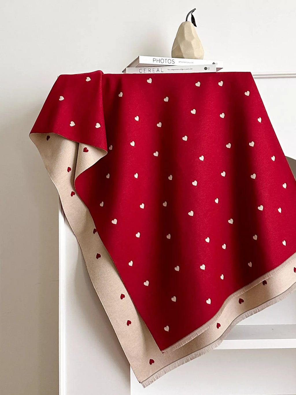 Heart Raw Hem Scarf