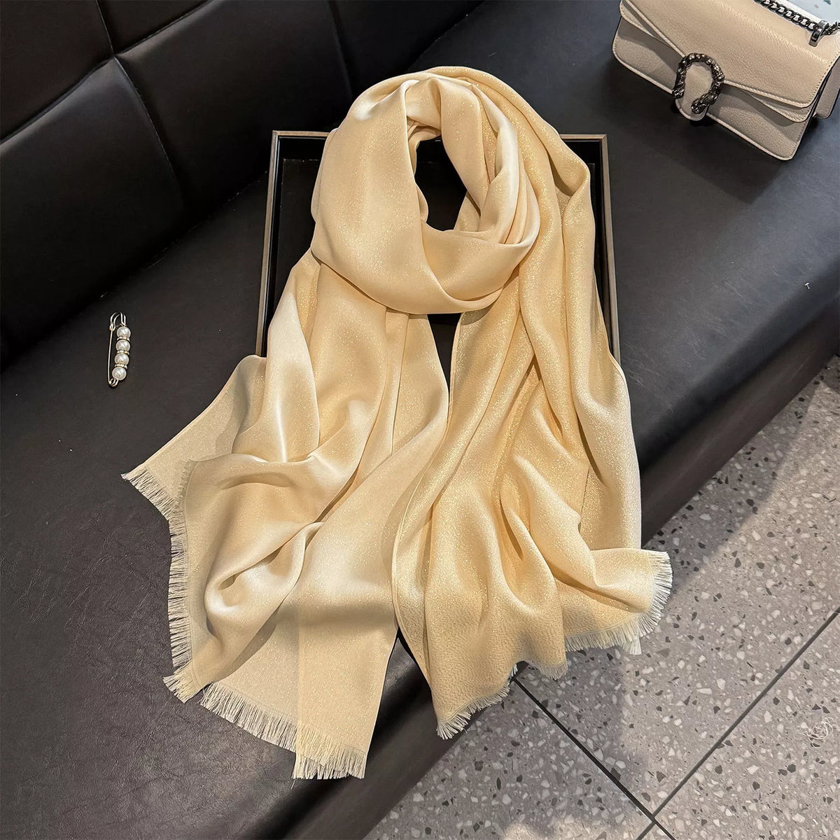 Raw Hem Tencel Scarf
