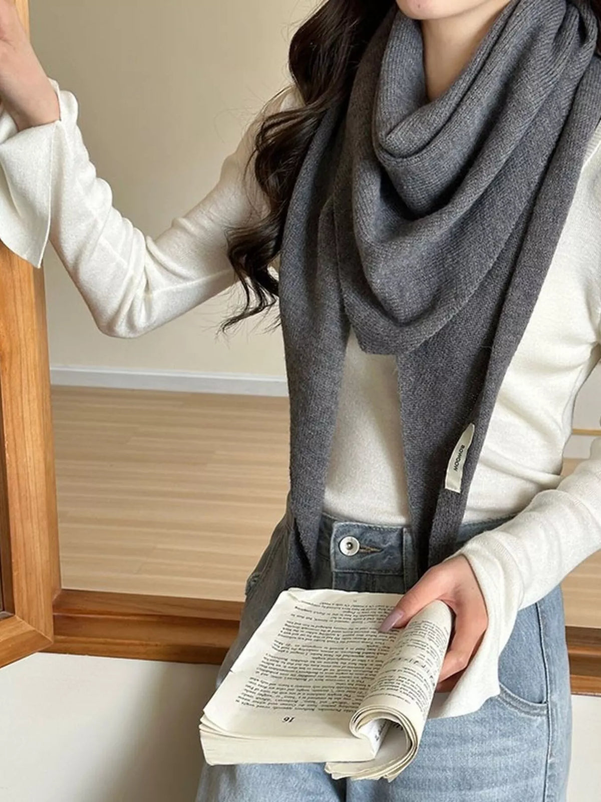 Knitted Solid Color Wool Scarf