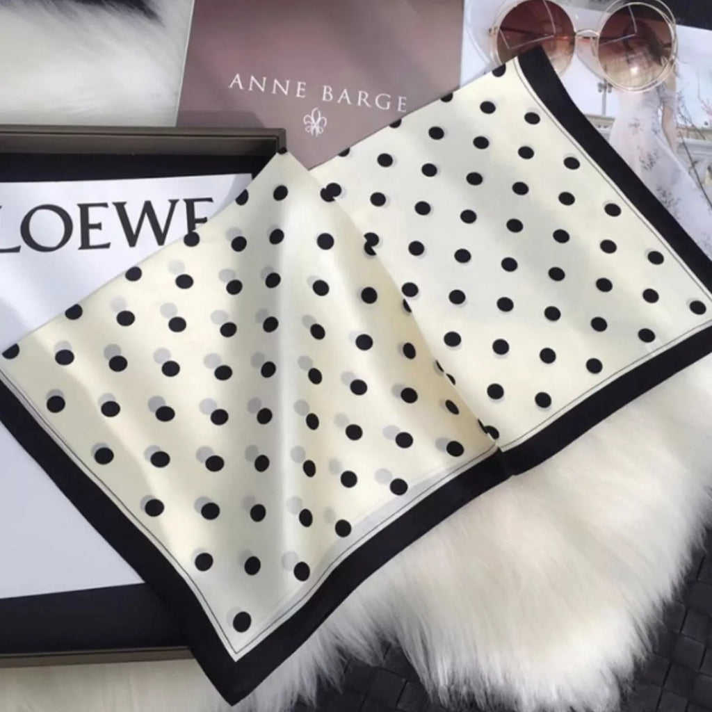 Elegant Polka Dot Silk Scarf