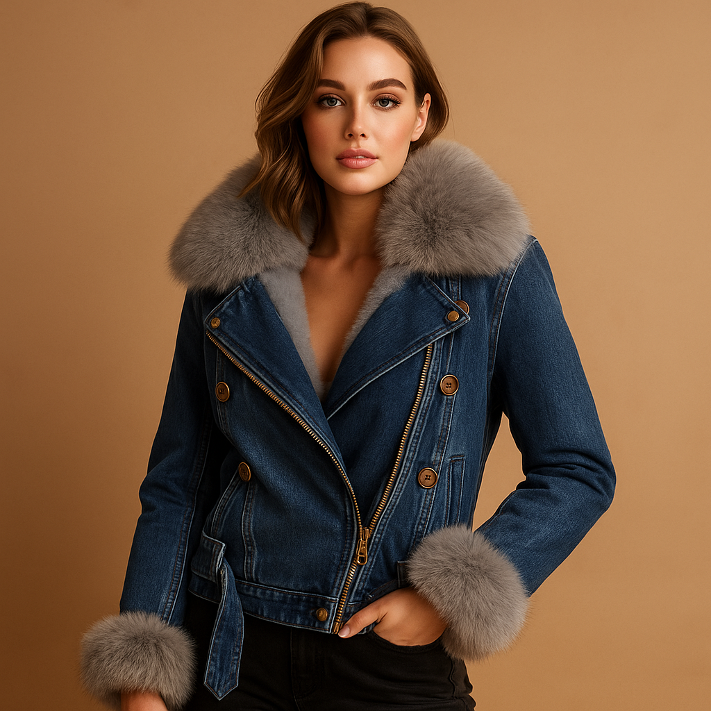 Short Denim Winter Coat for Women