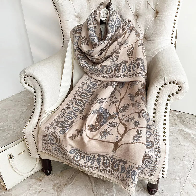 Paisley Printed Raw Hem Scarf