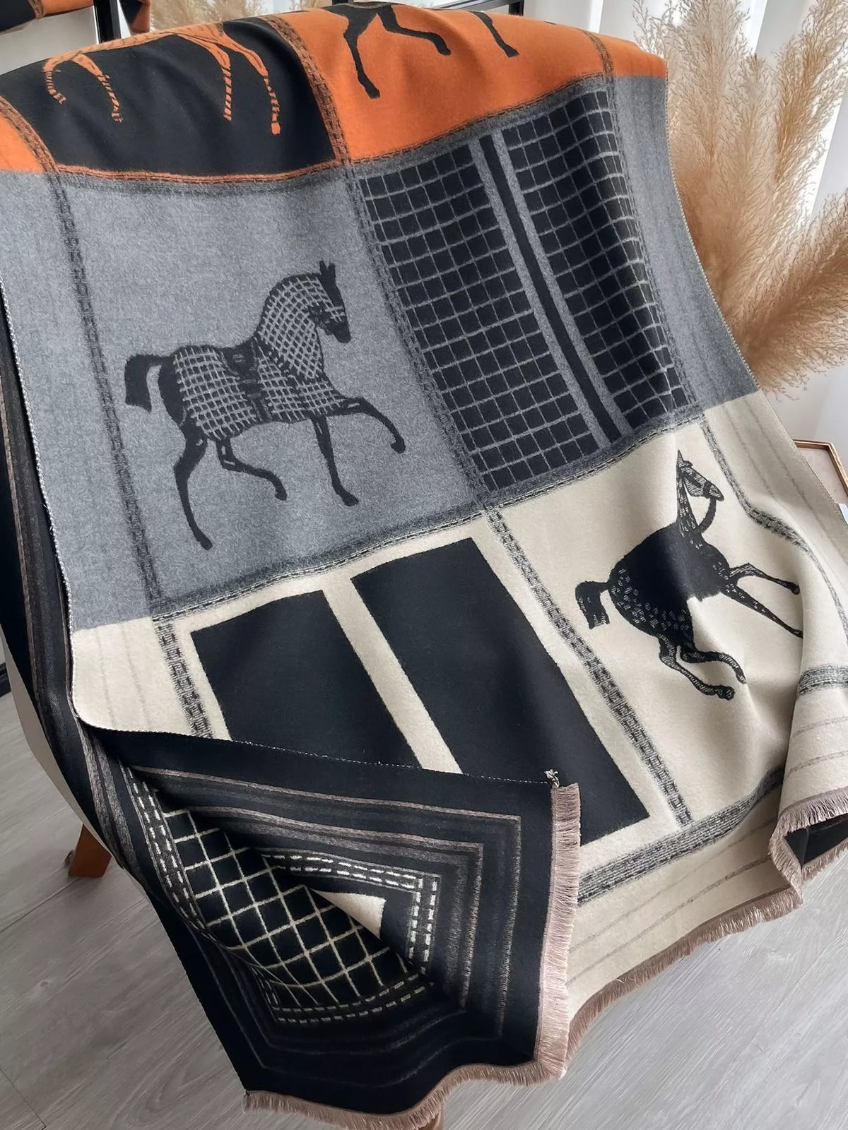 Equestrian Print Warm Scarf