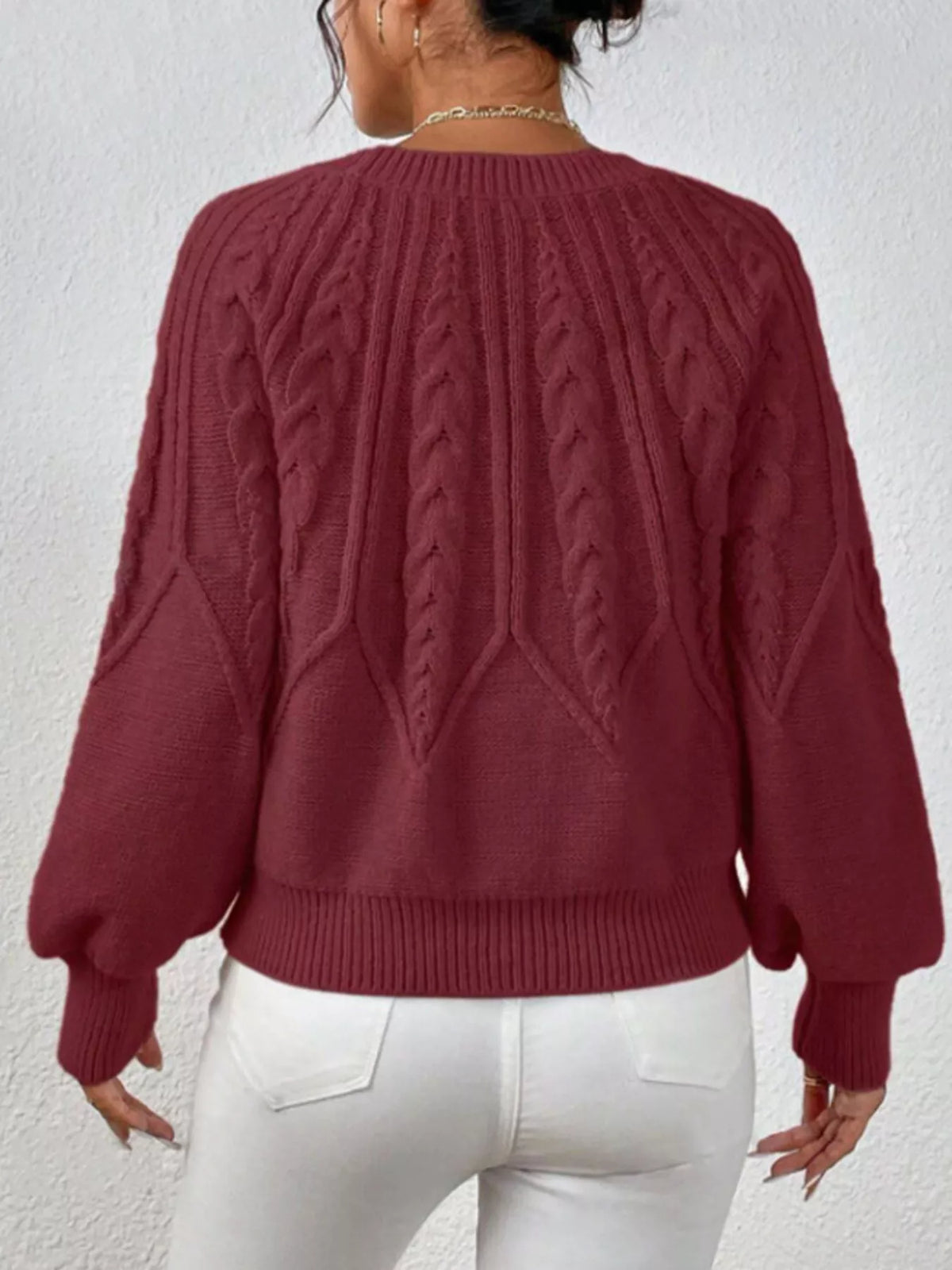 Cable Knit Ribbed Long Sleeve Sweater
