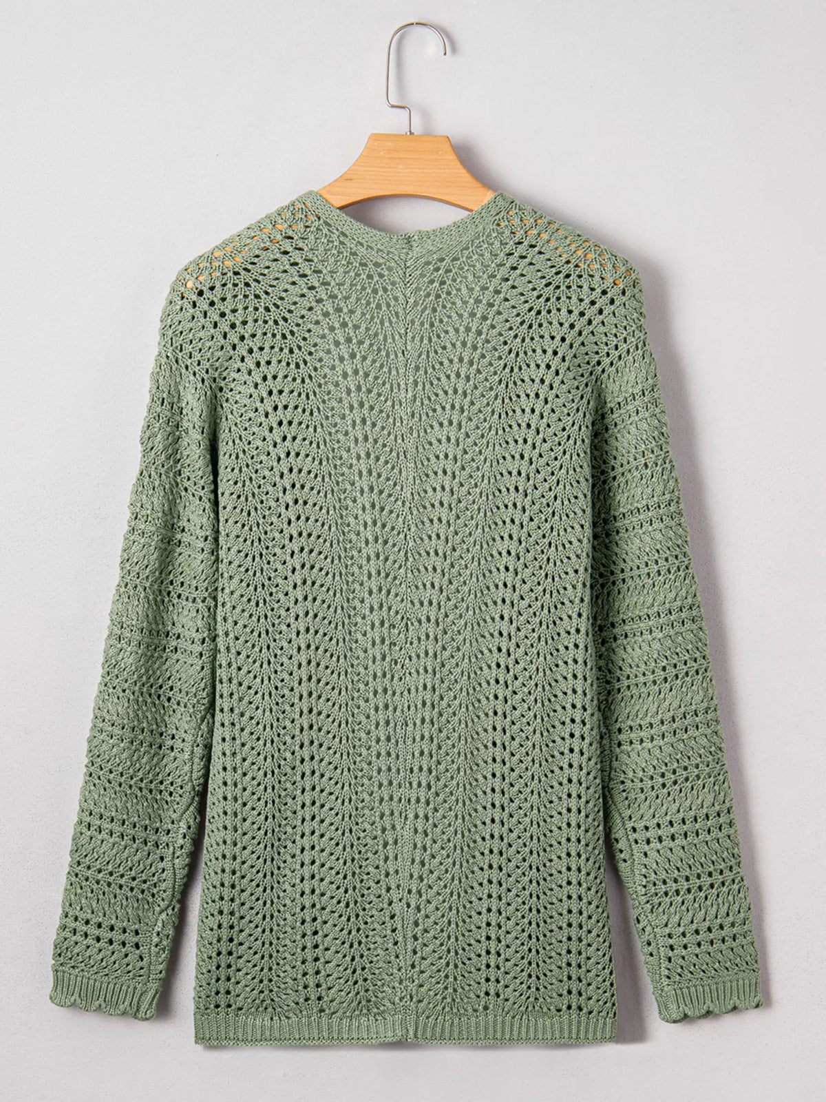 Scalloped Edge Eyelet Knit Batwing Cardigan