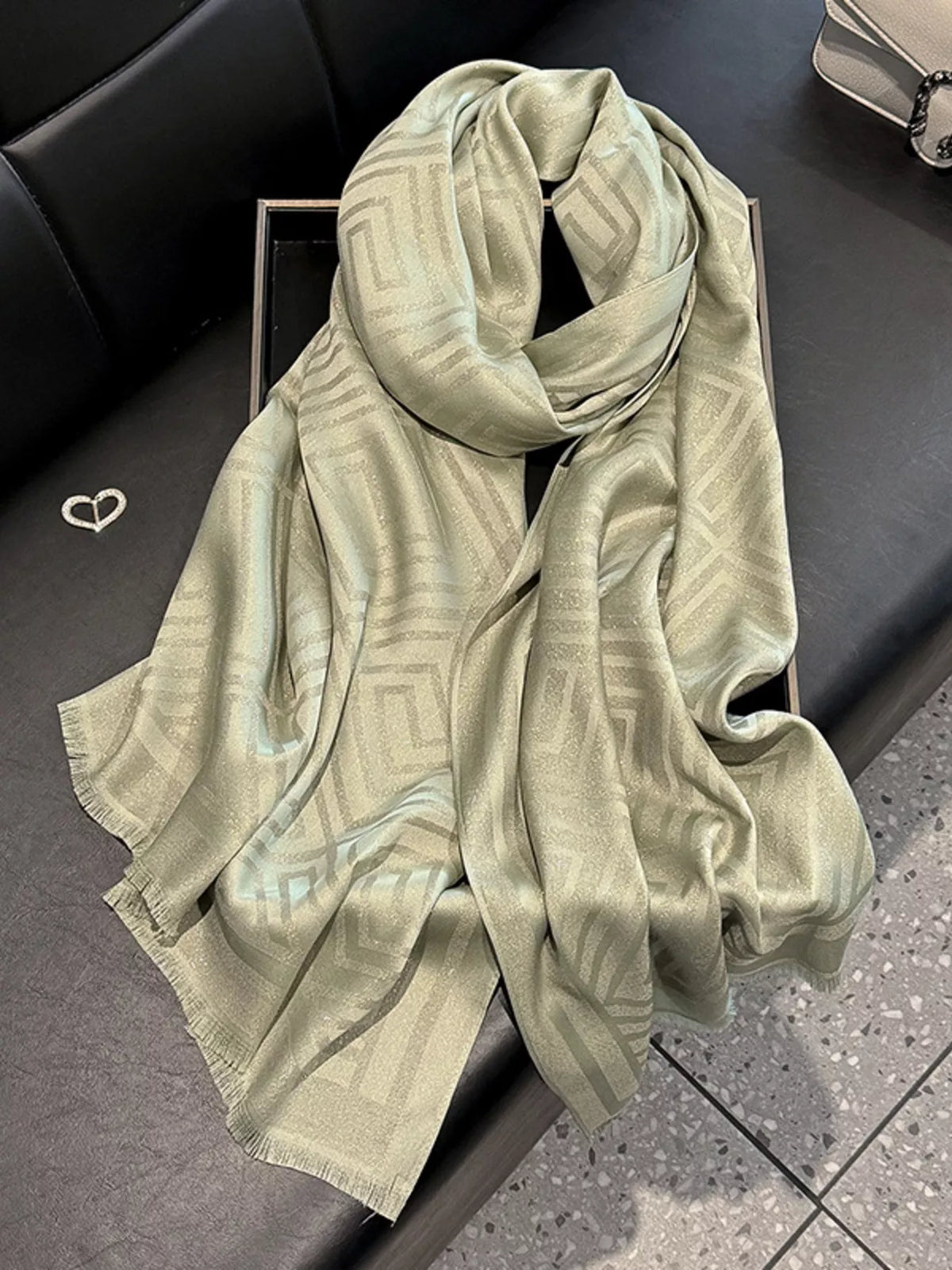 Raw Hem Lightweight Tonal Stripe Scarf