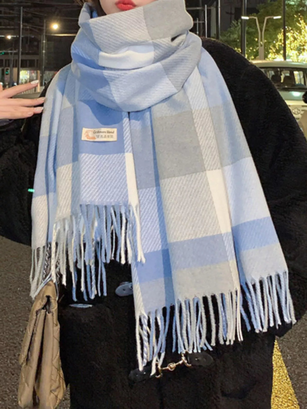 Fringe Plaid Scarf