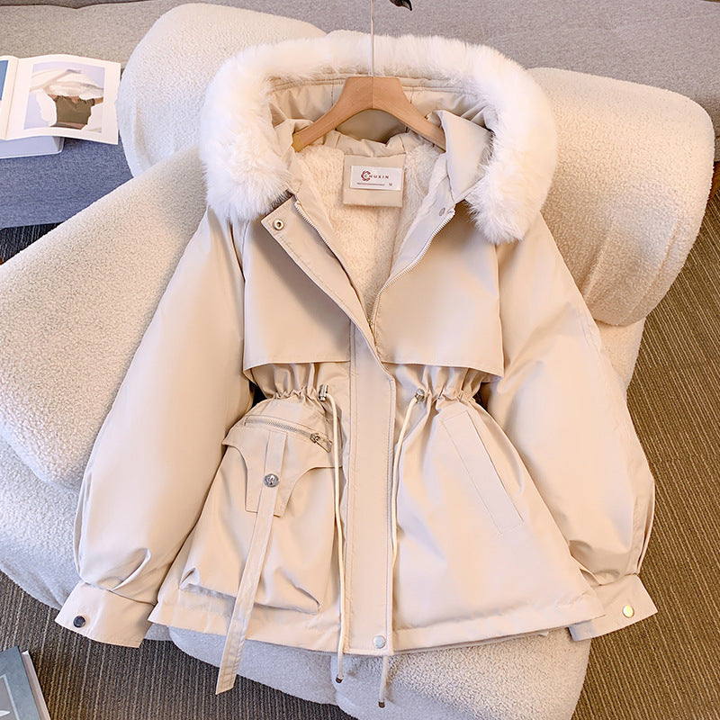 Ladies Warm Parka with Faux Fur Hooded Coat