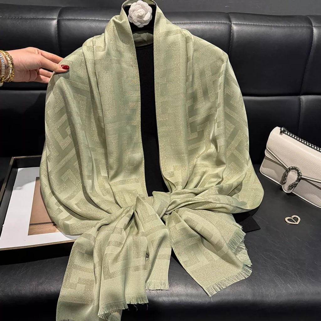 Raw Hem Lightweight Tonal Check Scarf