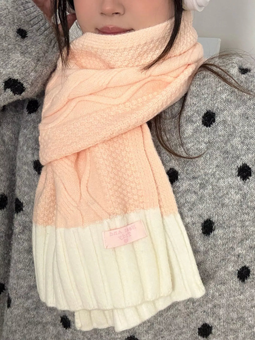 Two Tone Knitted Warm Scarf