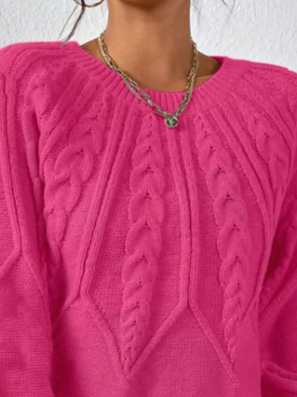 Cable Knit Ribbed Long Sleeve Sweater
