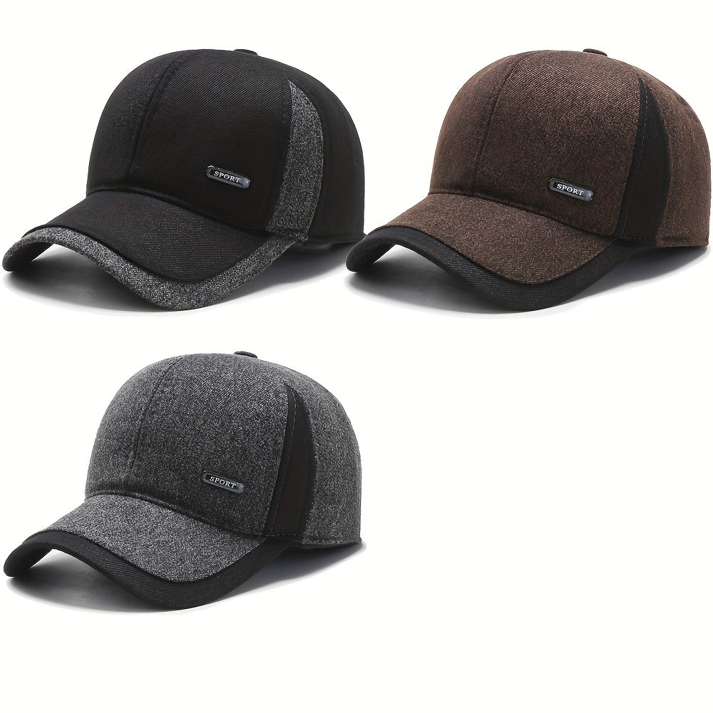 Pandaize Winter Wool Baseball Cap with Ear Flaps - Auturnn Thicken Cotton, Quality & Style