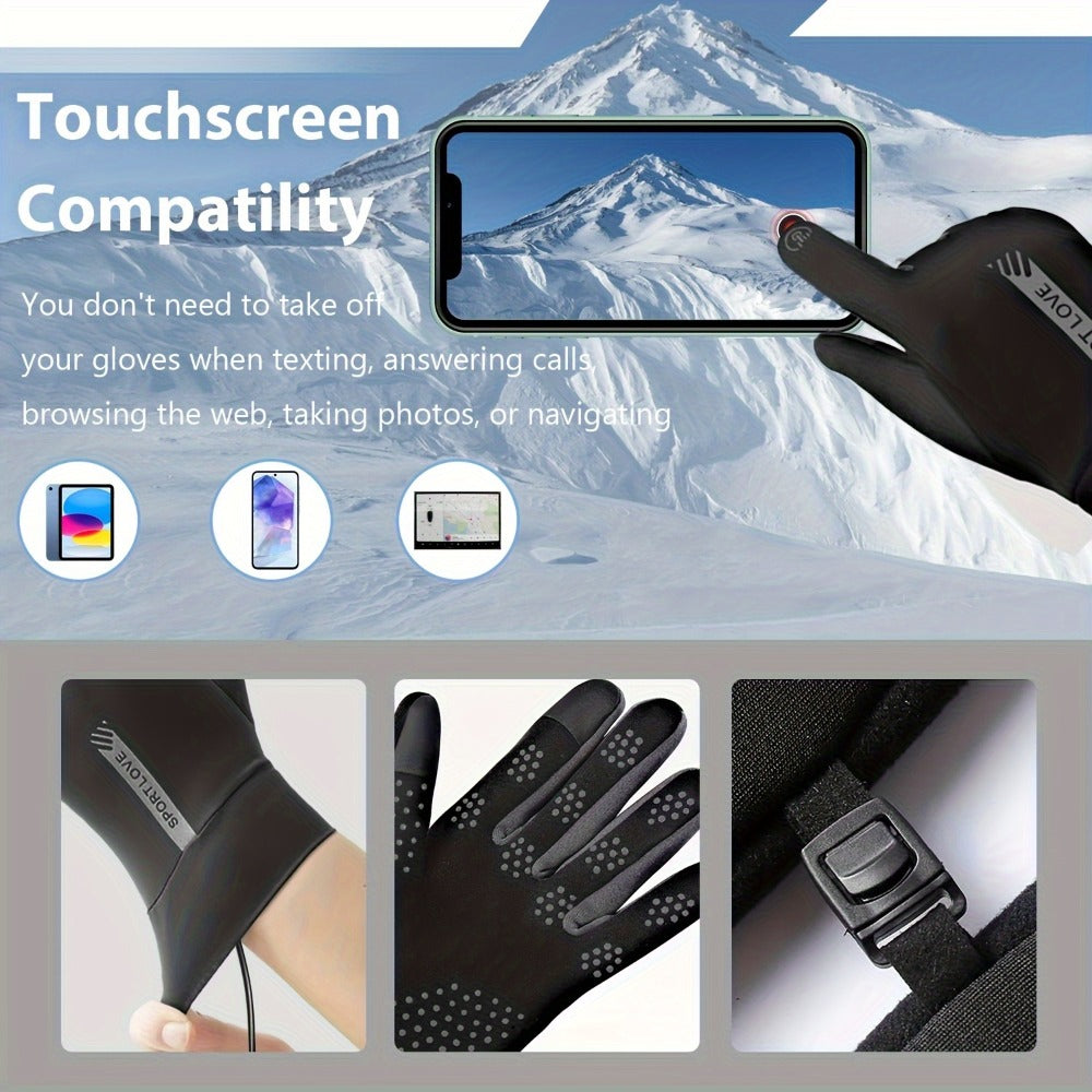 USB Heated Full-Finger Gloves with Three-Level Inline Controller, Wrist Heating Panels and Touchscreen Fingertips