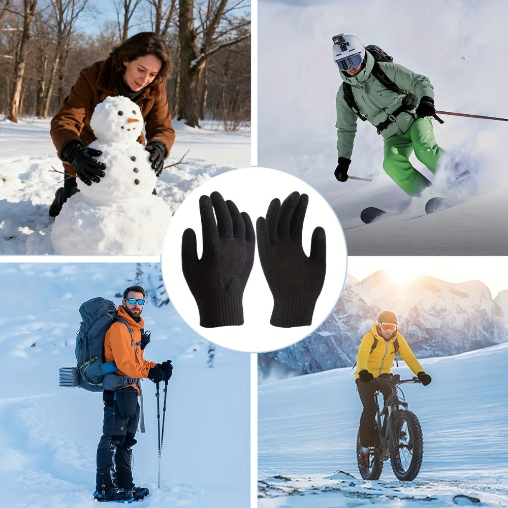 USB-Powered Full-Finger Heated Gloves with Touchscreen Fingertips, Anti-Slip Palms and Black or Gray Pair Options