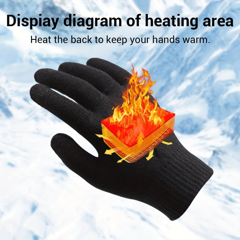 USB-Powered Full-Finger Heated Gloves with Touchscreen Fingertips, Anti-Slip Palms and Black or Gray Pair Options