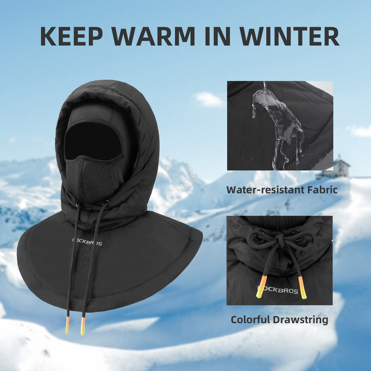 ROCKBROS Ski Mask for Men Women Winter Balaclava Ski Mack Thermal Fleece
