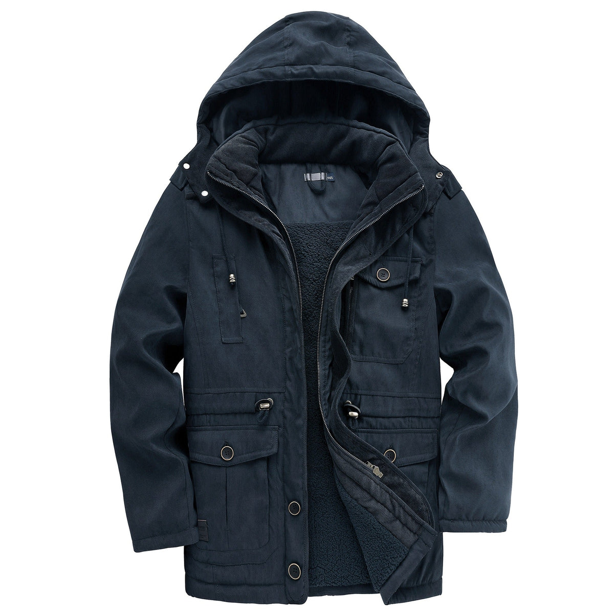 Warm Fleece Hooded Corduroy Jacket