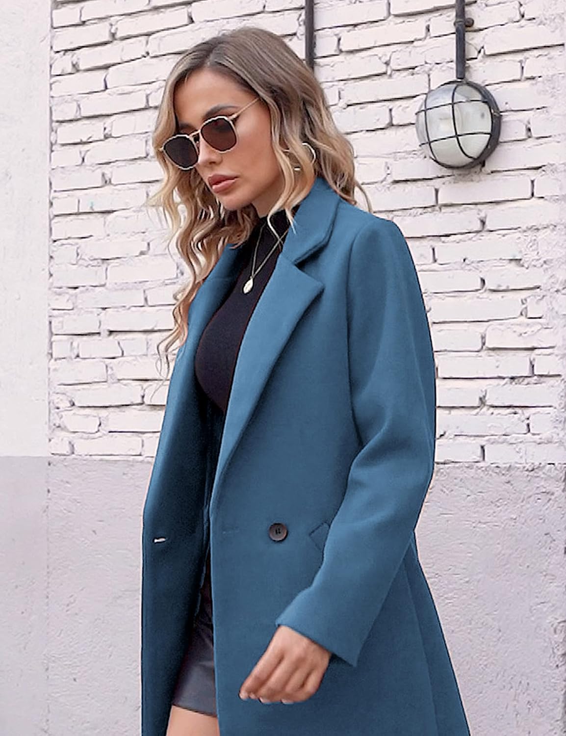 Women's Warm Woolen Coat with Classic Collar - Sofia