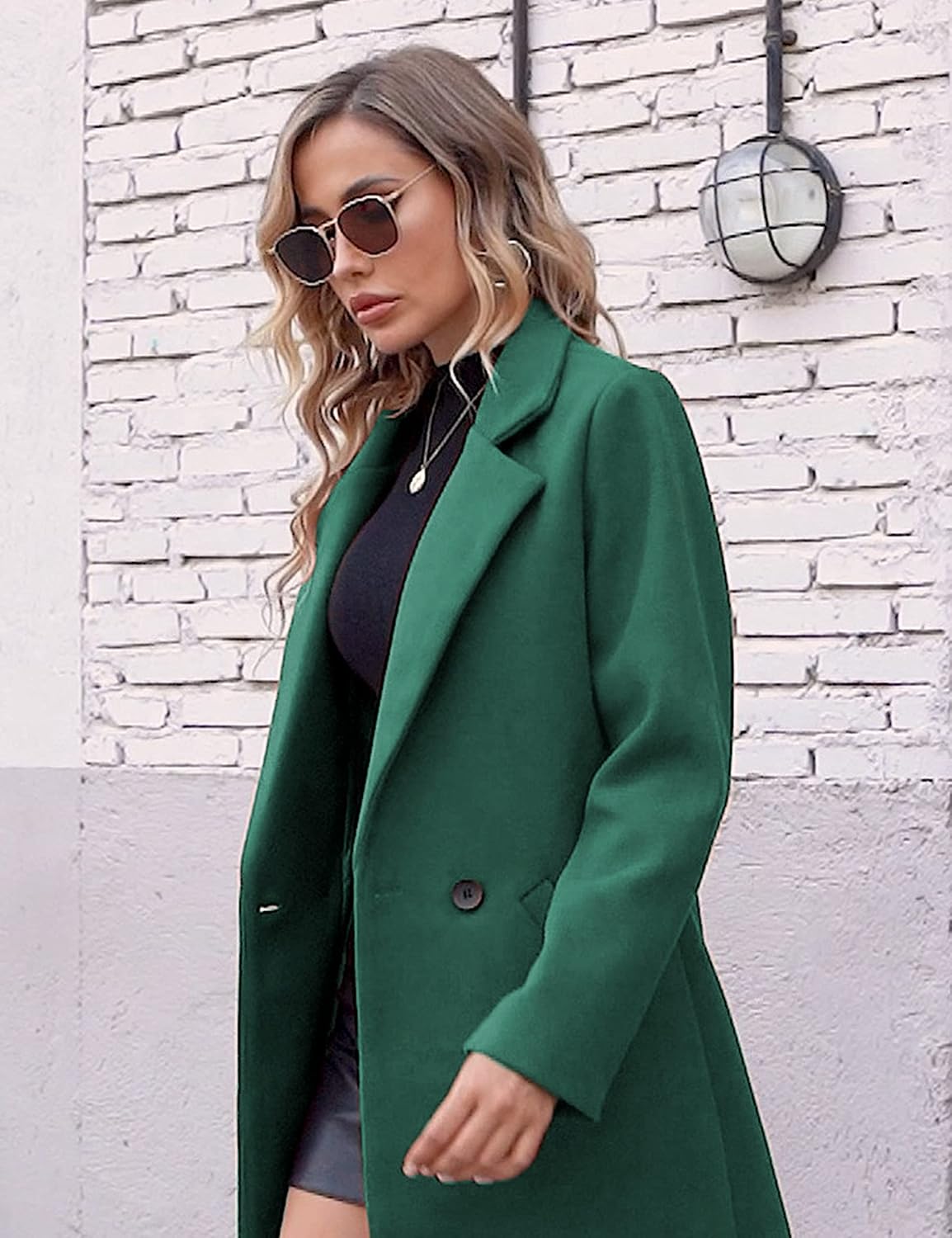 Women's Warm Woolen Coat with Classic Collar - Sofia