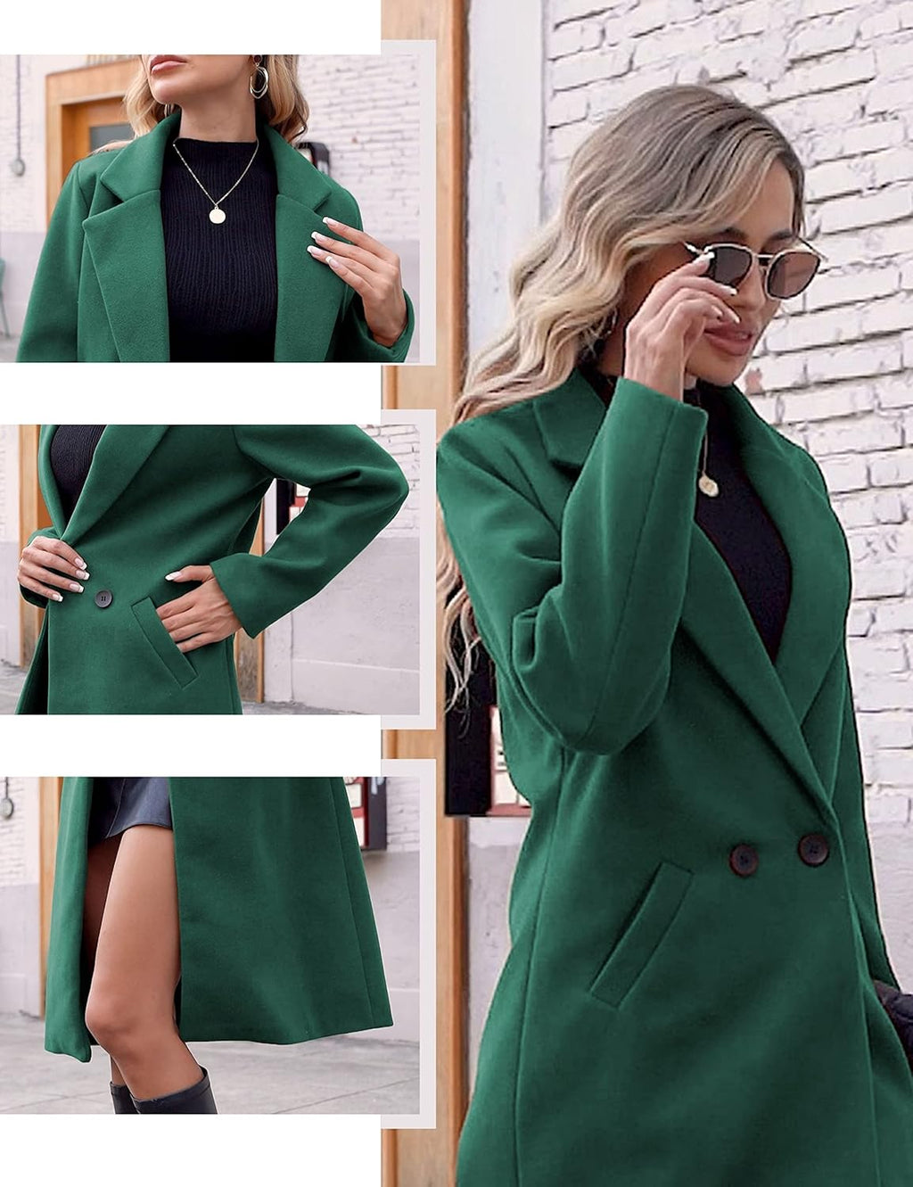 Women's Warm Woolen Coat with Classic Collar - Sofia
