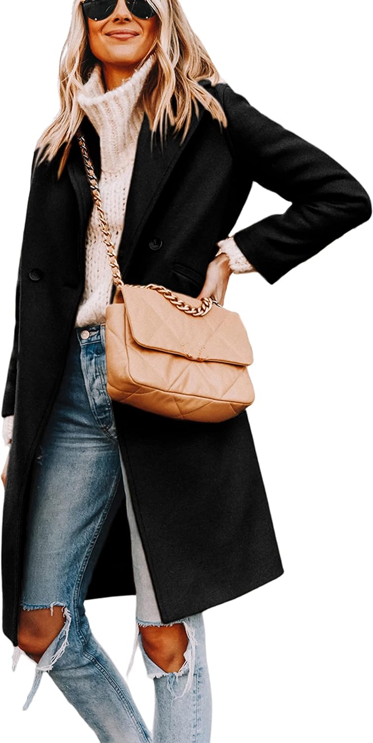 Women's Warm Woolen Coat with Classic Collar - Sofia