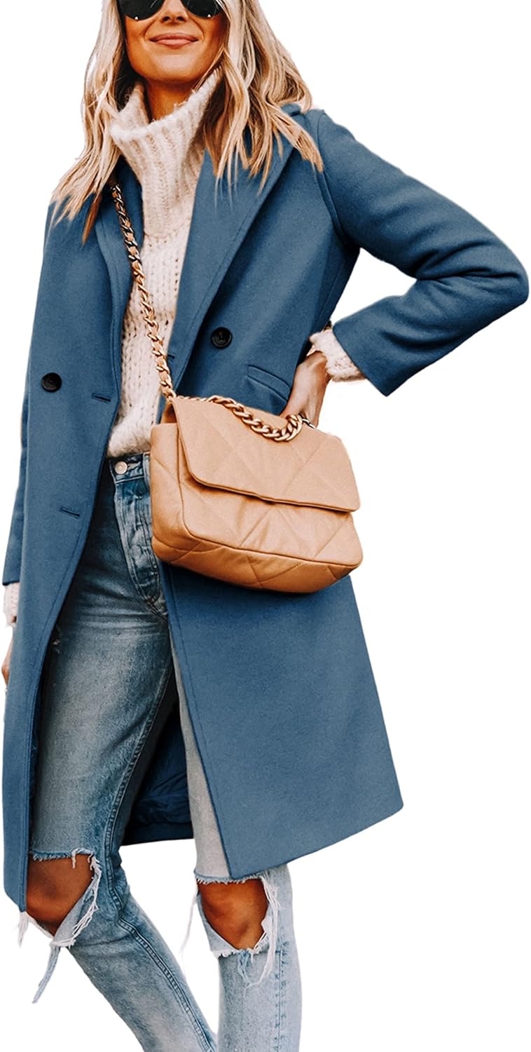 Women's Warm Woolen Coat with Classic Collar - Sofia
