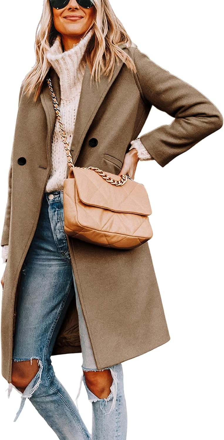 Women's Warm Woolen Coat with Classic Collar - Sofia