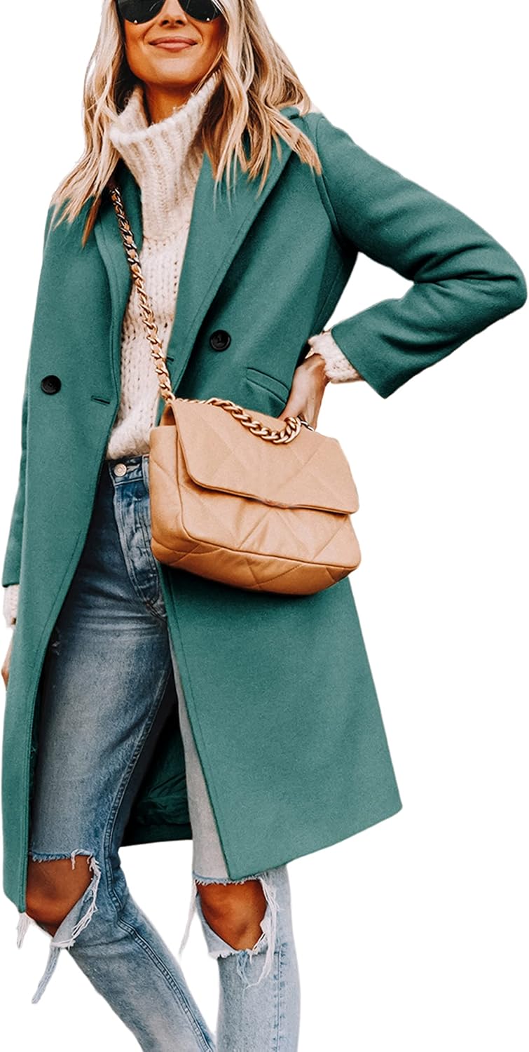Women's Warm Woolen Coat with Classic Collar - Sofia