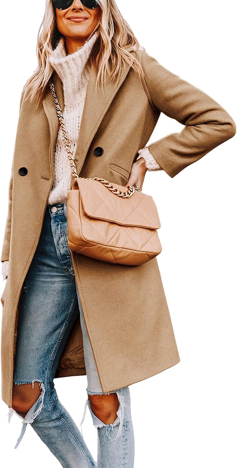 Women's Warm Woolen Coat with Classic Collar - Sofia