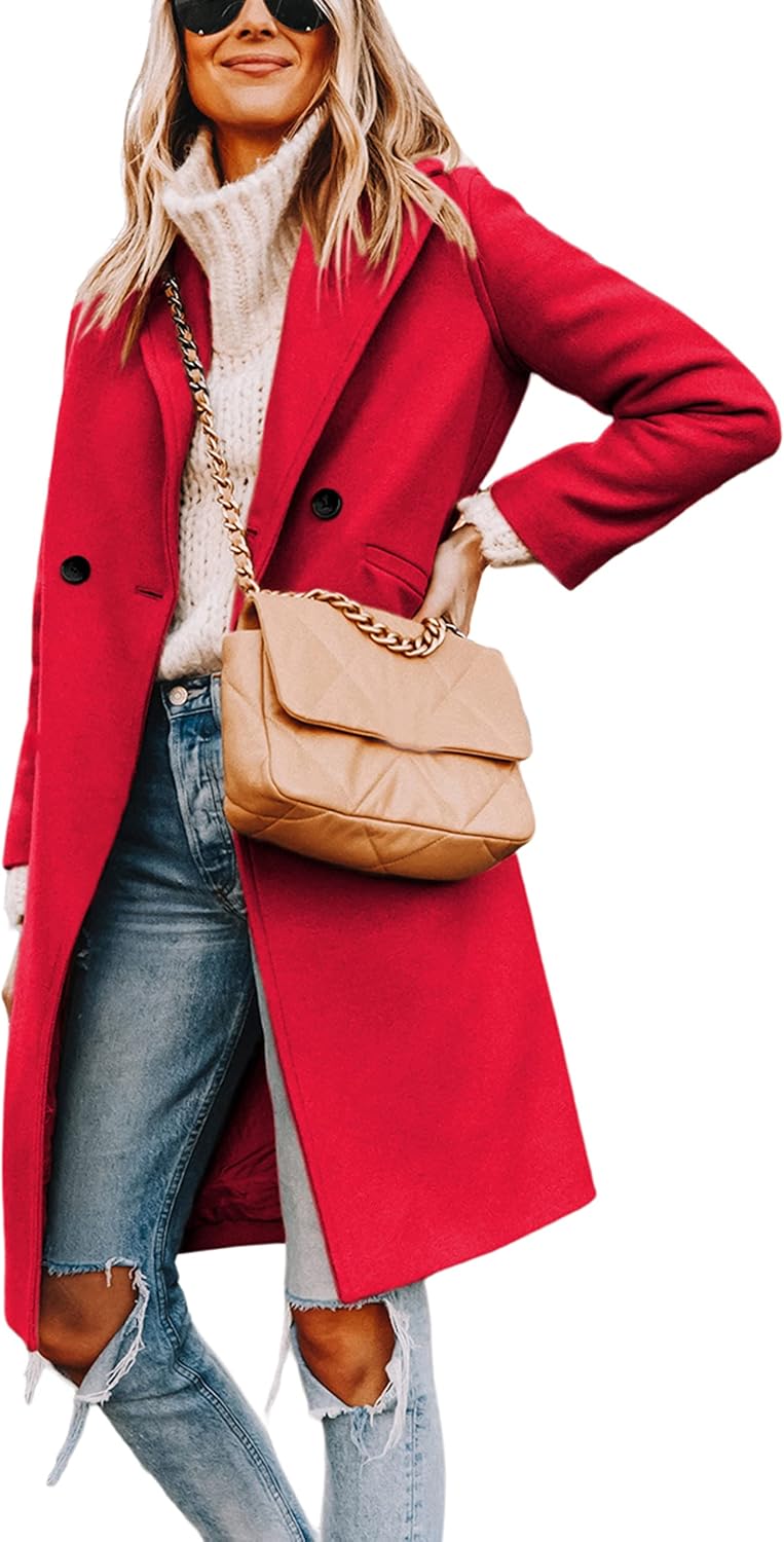 Women's Warm Woolen Coat with Classic Collar - Sofia