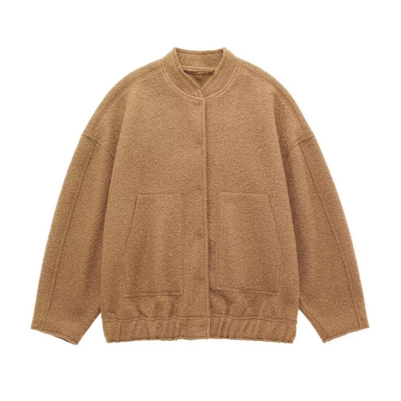 Warm Winter Wool Coat with Button Front