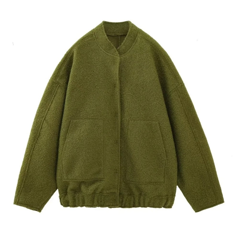 Warm Winter Wool Coat with Button Front
