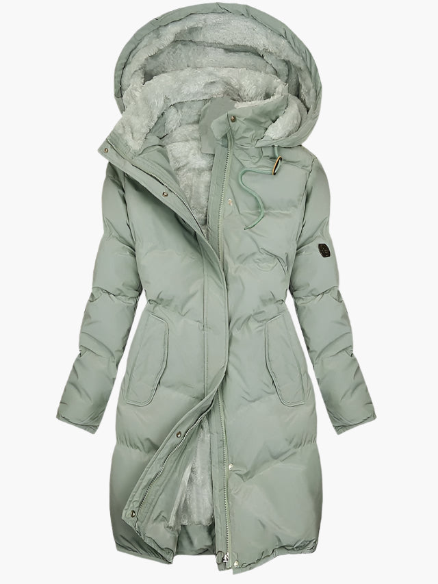 Warm Women's Parka Coat with Faux Fur Hood
