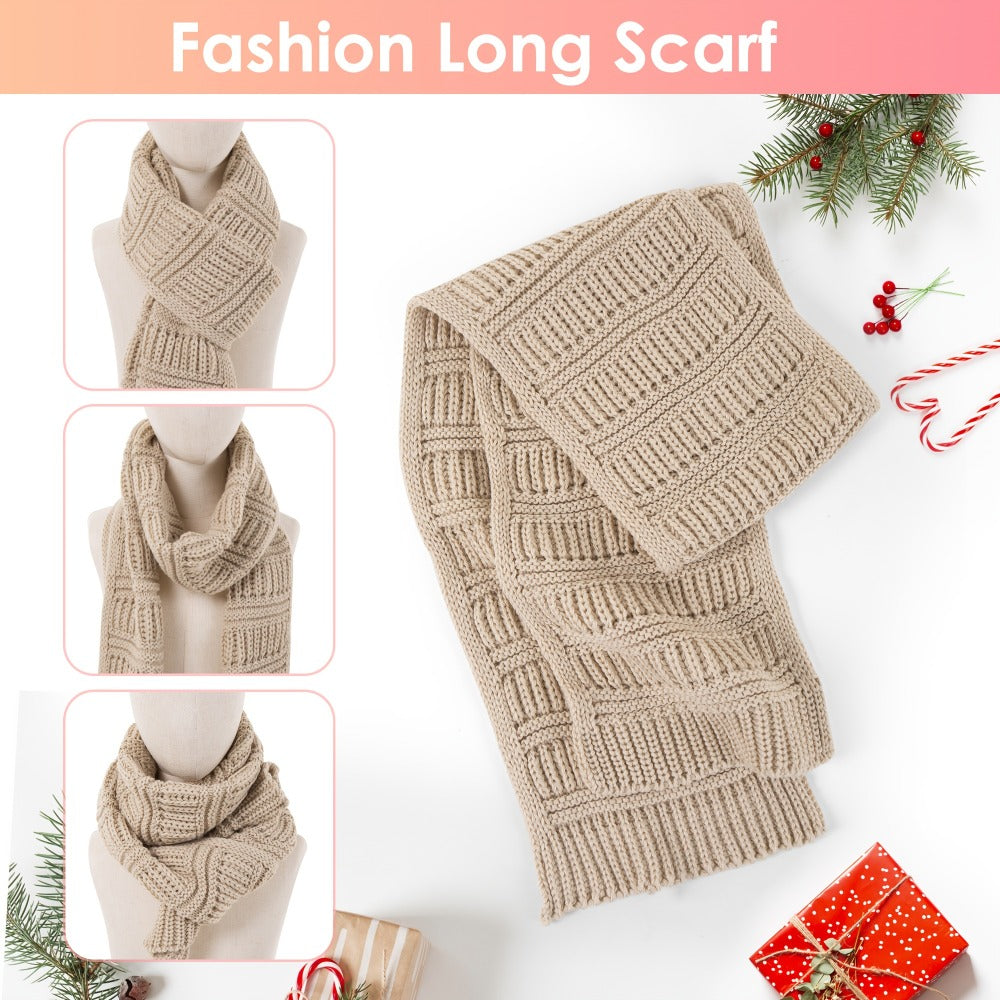 Scarf for Women – Winter Set 3-in-1 Women Hat Long Scarf Touchscreen Gloves Soft Warm Cold Weather Accessories