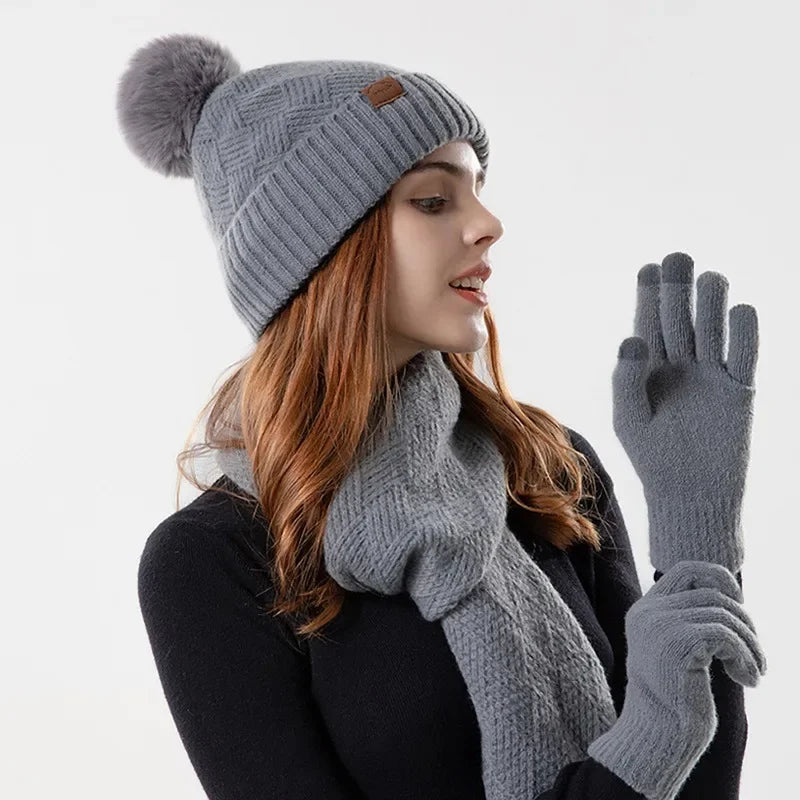 Warm Women's Winter Hat Set