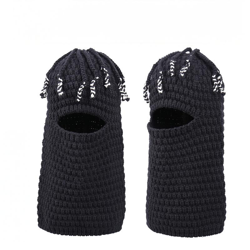 Unisex Knitted Beanie with Integrated Face Mask, Autumn Winter Ear-Warming Cap