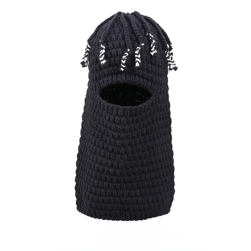Unisex Knitted Beanie with Integrated Face Mask, Autumn Winter Ear-Warming Cap