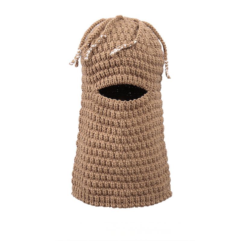 Unisex Knitted Beanie with Integrated Face Mask, Autumn Winter Ear-Warming Cap
