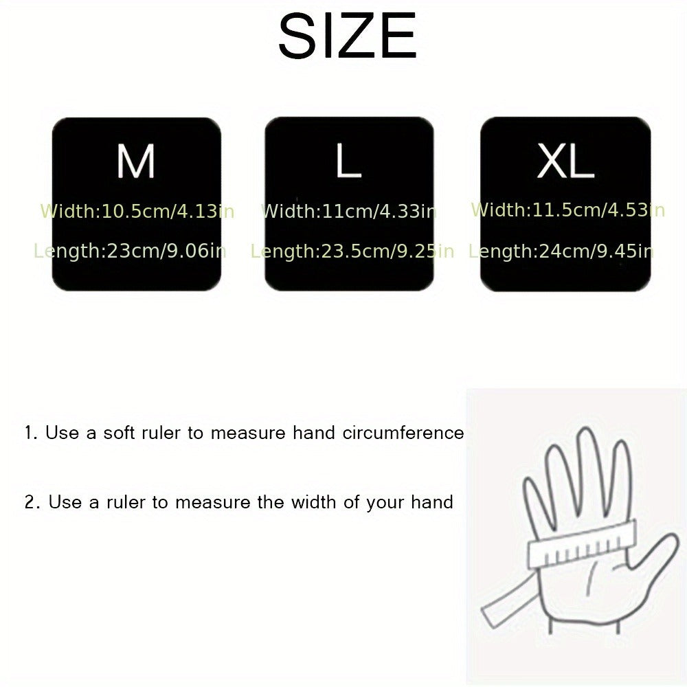 Black Winter Gloves with Touch-Panel Fingertip Graphics, Grip Palm and M, L or XL Size Options