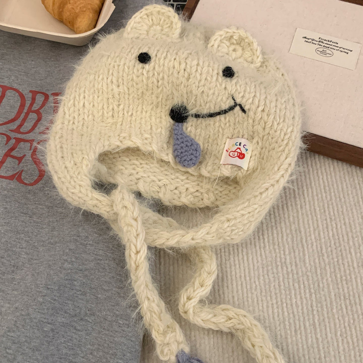 Women's Koala Ear Knitted Beanie, Autumn Winter Warm Ear-Warming Hat